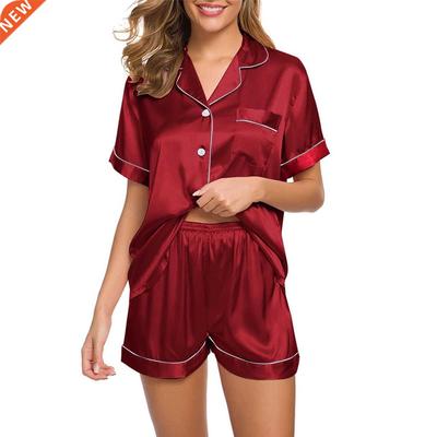 Satin Silk Pajamas for Women Summer Pyjamas Home Clothes Wom