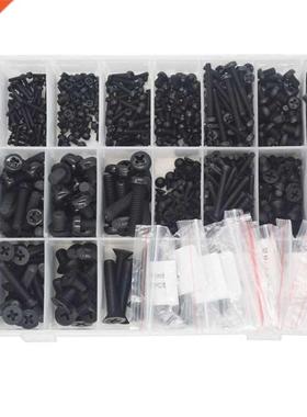 Black Nylon Phillips Pan Flat Head Machine screw Nut Flat Wa