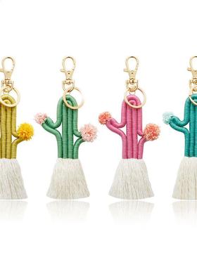 Macrame Cactus Keychain for Lanyard, Keys,Accessories Boho K