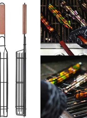 Metal BBQ Grill Mesh Net Basket Non-stick Meat Vegetable Bar