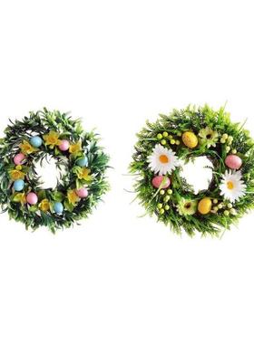 Easter Wreath for front Door Decorated with Artificial Eggs