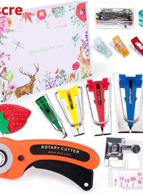 Fabric Bias Tape Makers Kit with Rotary Cutter, Sewing Clip