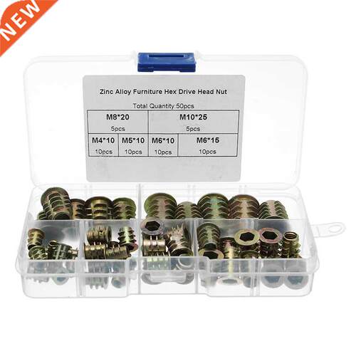 50Pcs M4 / M5 / M6 / M8 / M10 Zinc Alloy Wood Furniture Hex