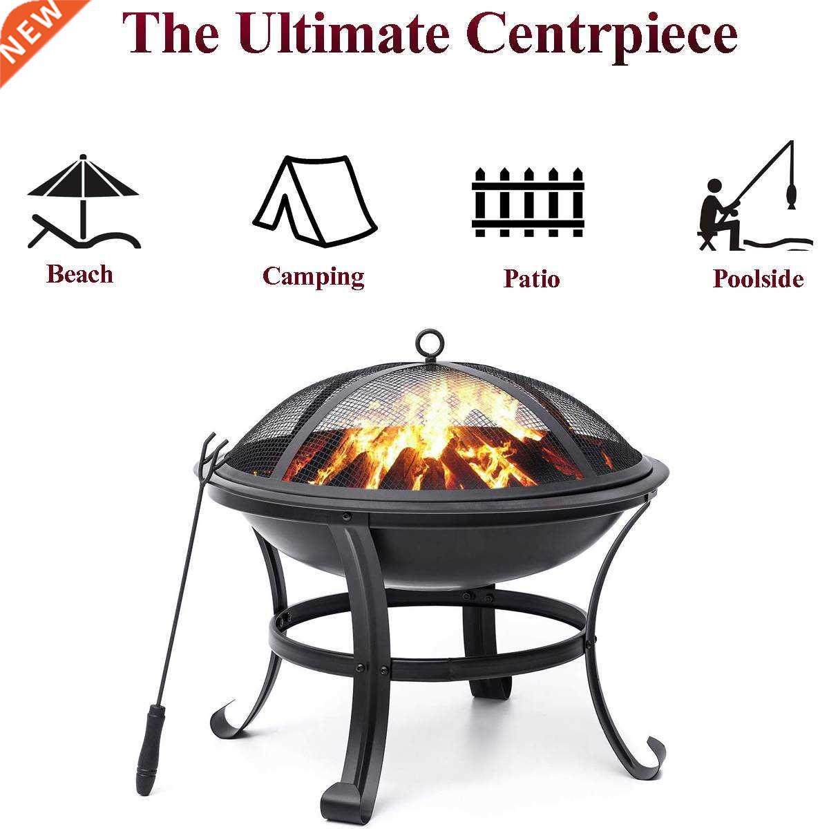 BBQ Grill Outdoor Wood Burning Fire Pit Stove Garden Patio W