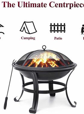 BBQ Grill Outdoor Wood Burning Fire Pit Stove Garden Patio W