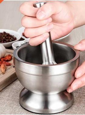 Stainless Steel Mortar Pestle Set Pugging Pot Garlic Spice G