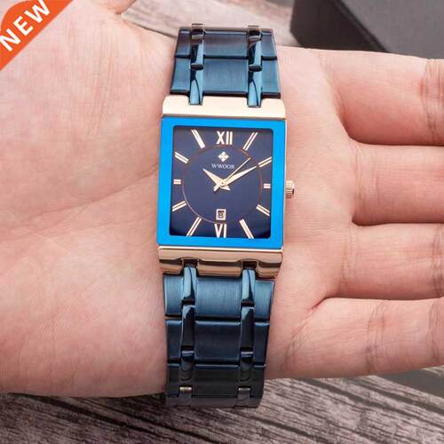 Men Watches Top Brand Luxury WWOOR Gold Black Square Quartz