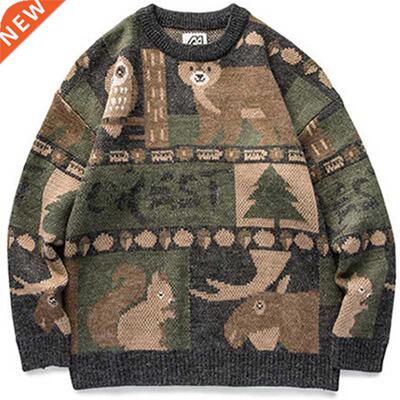 Winter Vintage Sweater Men New Japanese Cute Bear Couples Kn