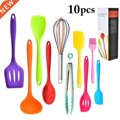 10pcs Silicone Kitchen Tool Set Silicone Spatula Oil Brush H
