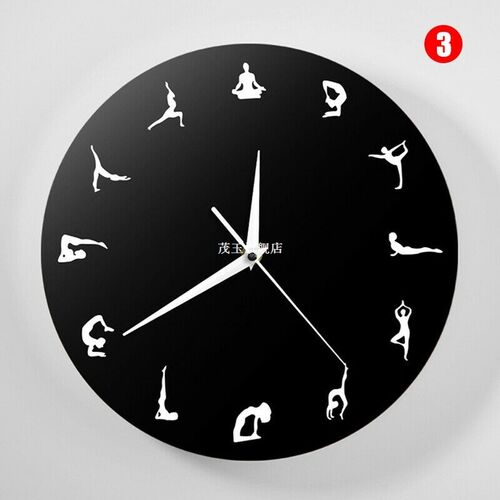 30CM Indoor Yoga Pattern Silent Wall Clock Quiet Living Room