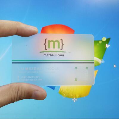 Transparent PVC business card, free design, free delivery, w