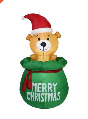 5 Ft Christmas Inflatables Christmas Bear with LED Lights Ch