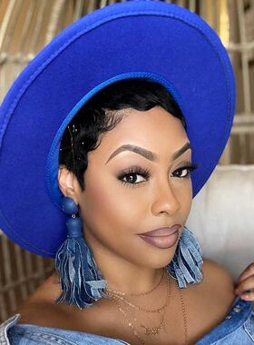 Fashon Blue Wde Brm Fedora Hat For Women Sold Color Wool