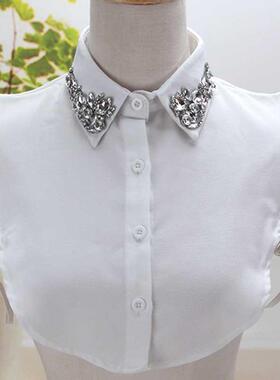 Solid Shirt Fake Collar White lack louse Accessories femal