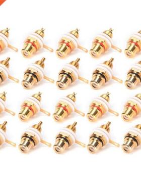 20Pcs Gold Plated RCA Terminal Jack Plug Female Socket Chass