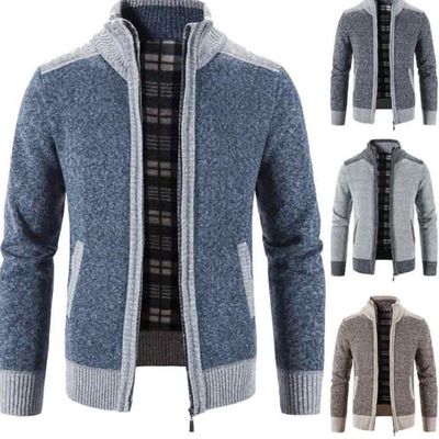 Cardigan Coats Men Thick Warm Patchwork Knitted Sweater Jack