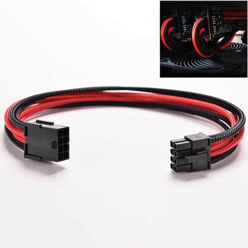 1PC New Black Red Sleeved 8 Pin To 6Pin + 2 Pin 0cm ATX Boa