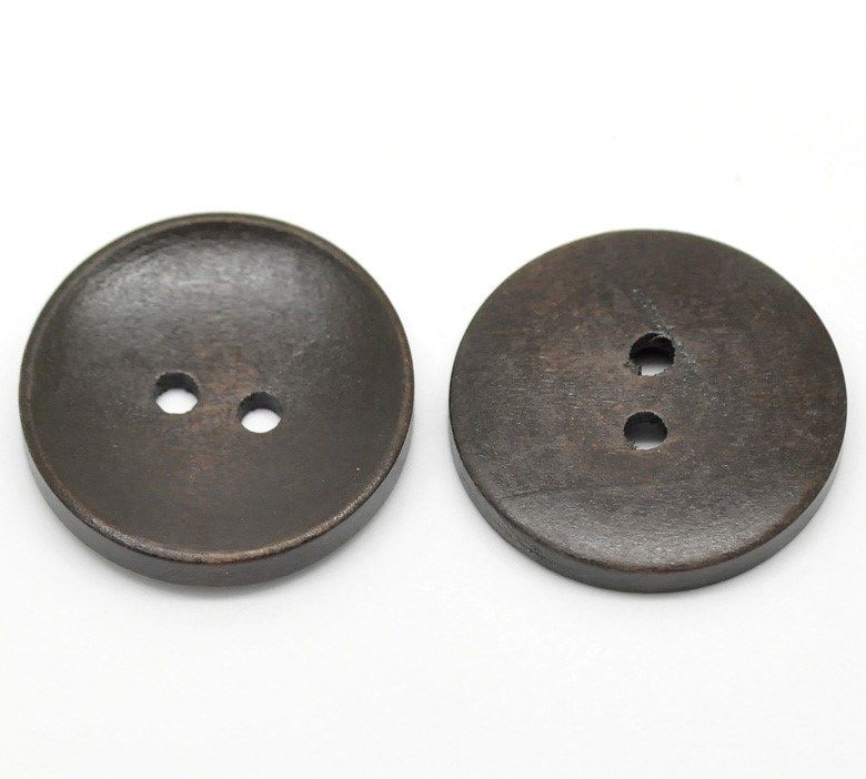 New 2x30PCs Dark Coffee 2 Holes Round Wood Sewing Scrapbooki
