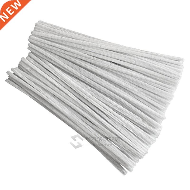 white 100 Pcs 30cm creation pipe cleaners Plush Pipe Cleane - 实物图