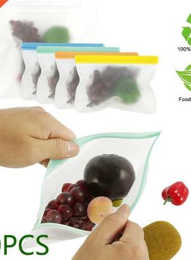 10pcs Food Fresh Bags Reusable Silicone Bag Leakproof Ziploc