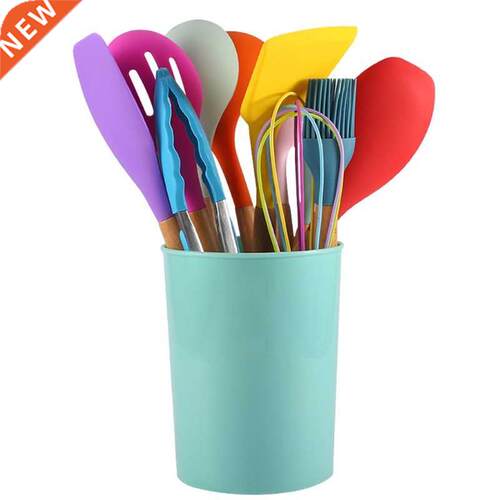 Colorful Kitchen Silicone Cooking Utensil Set Non Stick Spat
