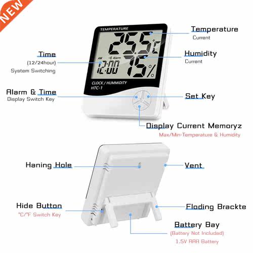 LCD Electronic Temperature Humidity Meter Indoor Outdoor The