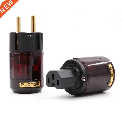 Hi End Pair P-079E+C079 24k Gold-Plated EU Power Plug ac pow