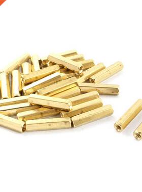 30 Piece M3 x 20 mm Female Thre Gold Tone Brass Hexagonal