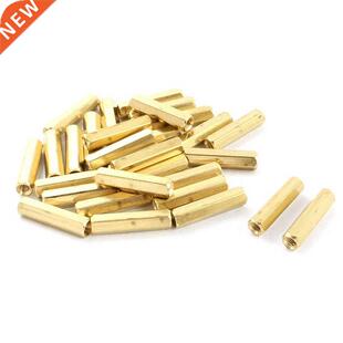 30 Piece M3 x 20 mm Female Thre Gold Tone Brass Hexagonal