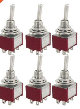 6 Pcs AC 250V 2A 120V 5A ON/OFF/ON Latching DPDT 6 Pins Togg