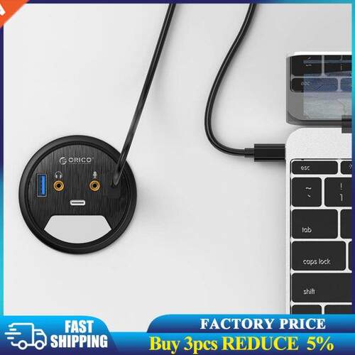 Desktop Grommet USB 3.0 HUB Type-C Audio Port Desk Mount Don