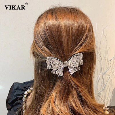 New Women Crystal Bow Rhinestone Hair Clip For Children Barr