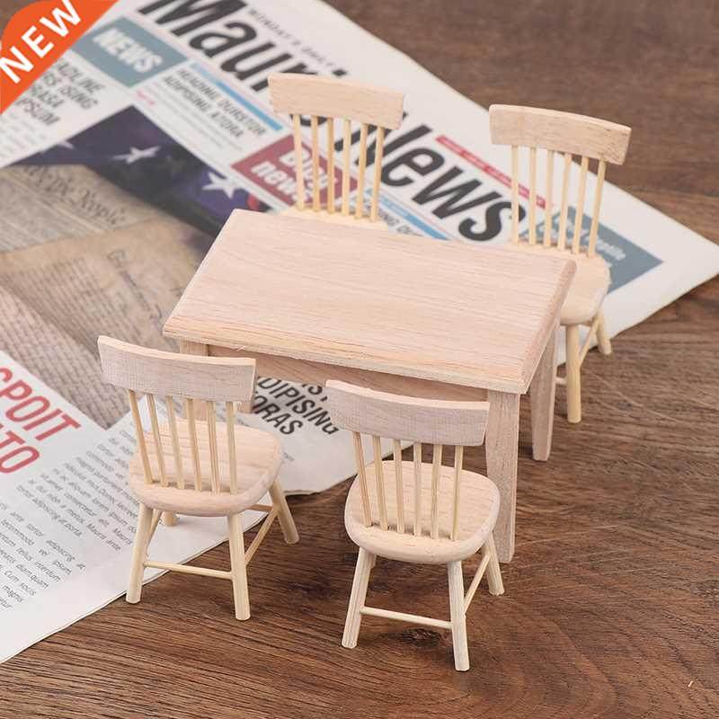 1Set Dining Table Chair Model 1:12 Dollhouse Miniature Woode