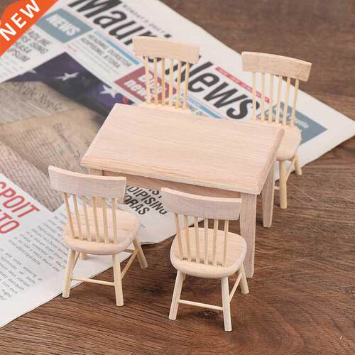 1Set Dining Table Chair Model 1:12 Dollhouse Miniature Woode