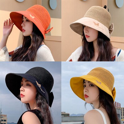 K192 Women's Bucket Hat Fashion Summer Big Brim Panamanian W