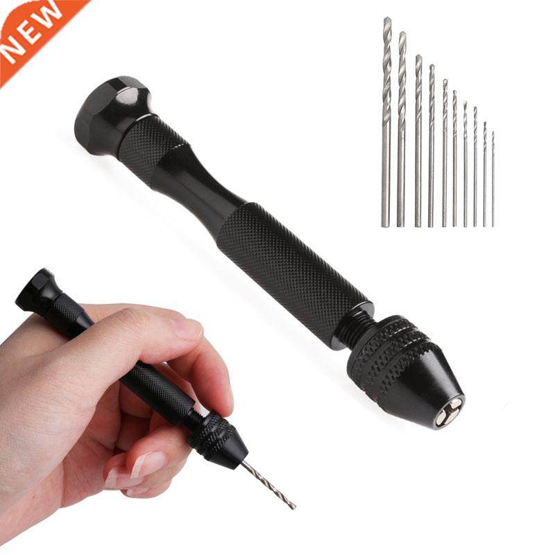 Hot Micro Aluminum Hand Drill Keyless Chuck + 10pcs Twist Dr