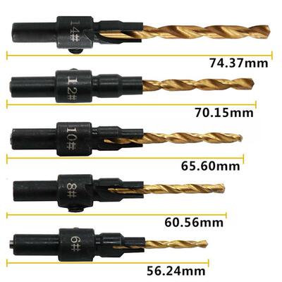 5pcs Round Handle Titanium Plating Spiral it Drill Hit Scre