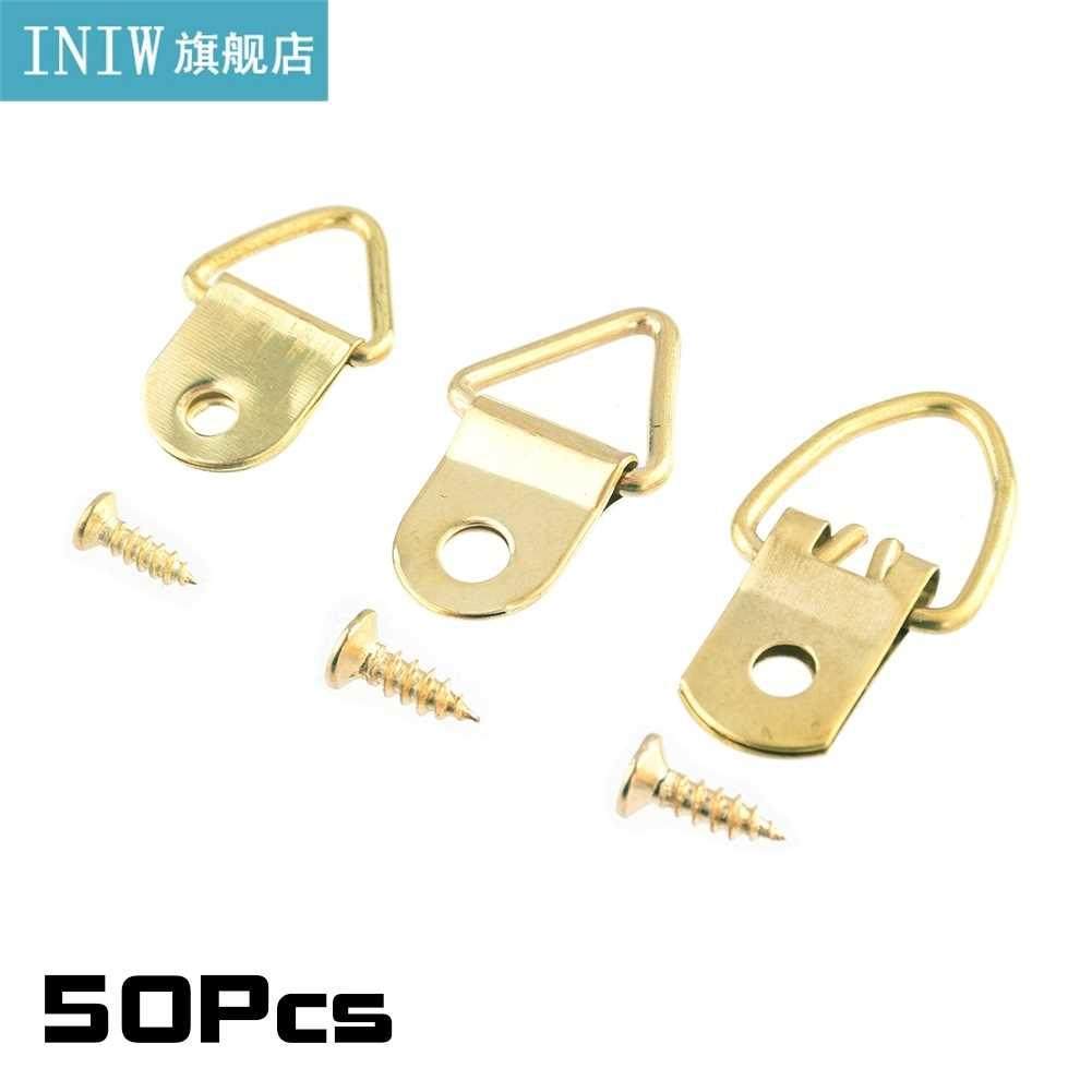 50PCS/Lot Golden Hook Triangle D-Ring Hanging Oil Painting M