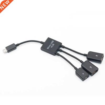 Host Mobile Phone OTG USB Cables Lead Adapter Dual Hub Mic