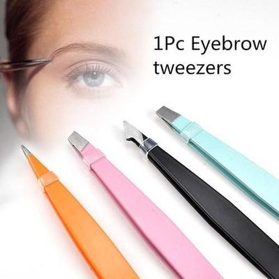 Eyebrow Tweezer Set Stainless Steel Slant Tip/Point Tip/ Fla