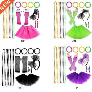 Women 80s Fancy Dress Accessories Retro Party Costume Set A