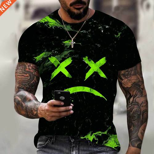 2021 summer short-sleeved men's set fashion top 3D print