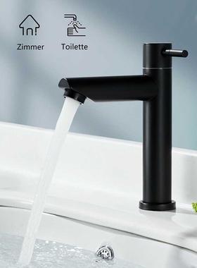 Bathroom Basin Faucet Stainless Steel Matte Black Single Co