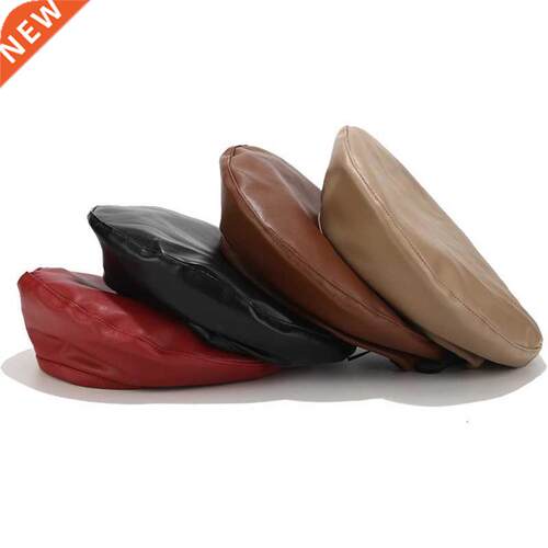 Vintage Women Beret Solid PU Leather Beret French Artist War