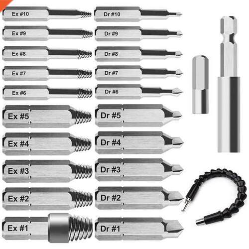 2 Pcs Daed Screw Extractor Set for Broken Screw or Bolt, Br
