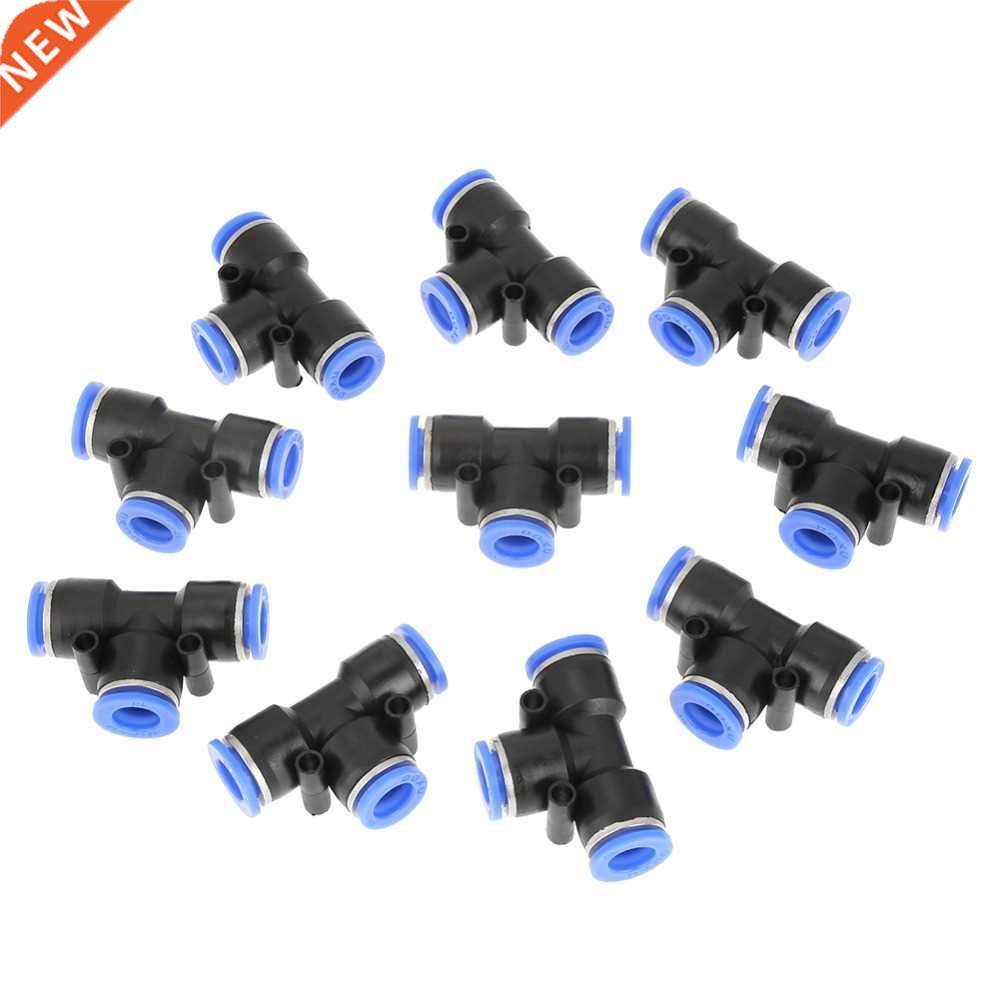 10 pcs 10mm 3/8 T Type Pneumatc Connector Lne Quck Fttn