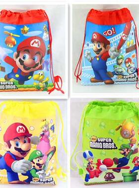 Super Mario cartoon non-woven fabric drawstring pocket gift