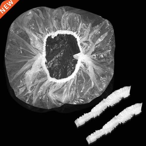 100 Pcs Disposable Shower Cap Plastic Waterproof Headge Ho