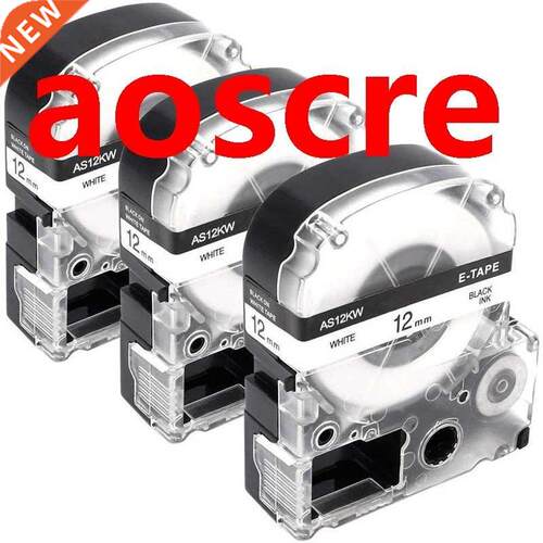 3Pcs 12mm Label Maker Tape Label Maker Black on White Label
