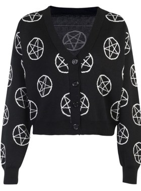 Women Gothic Punk Black Sweater Cardigan Harajuku Long Sleev